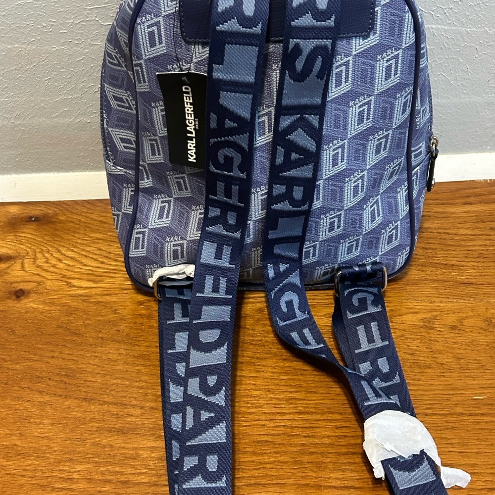 NWT KARL LAGERFELD Paris Backpack Indigo One Size - Picture 4 of 15